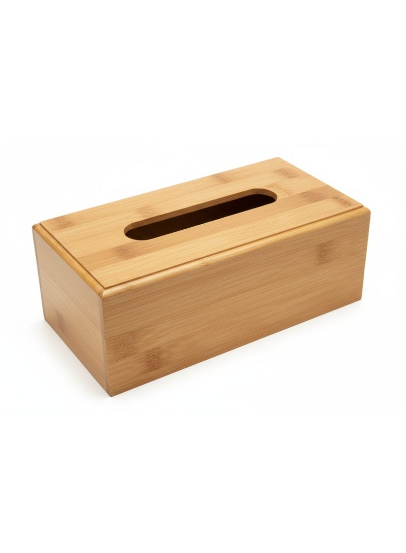 Spaceshoop Premium Bamboo Tissue Box Cover Natural Wood Facial Tissue Dispenser and Decorative Organizer for Home Office and Bathroom - Image 1